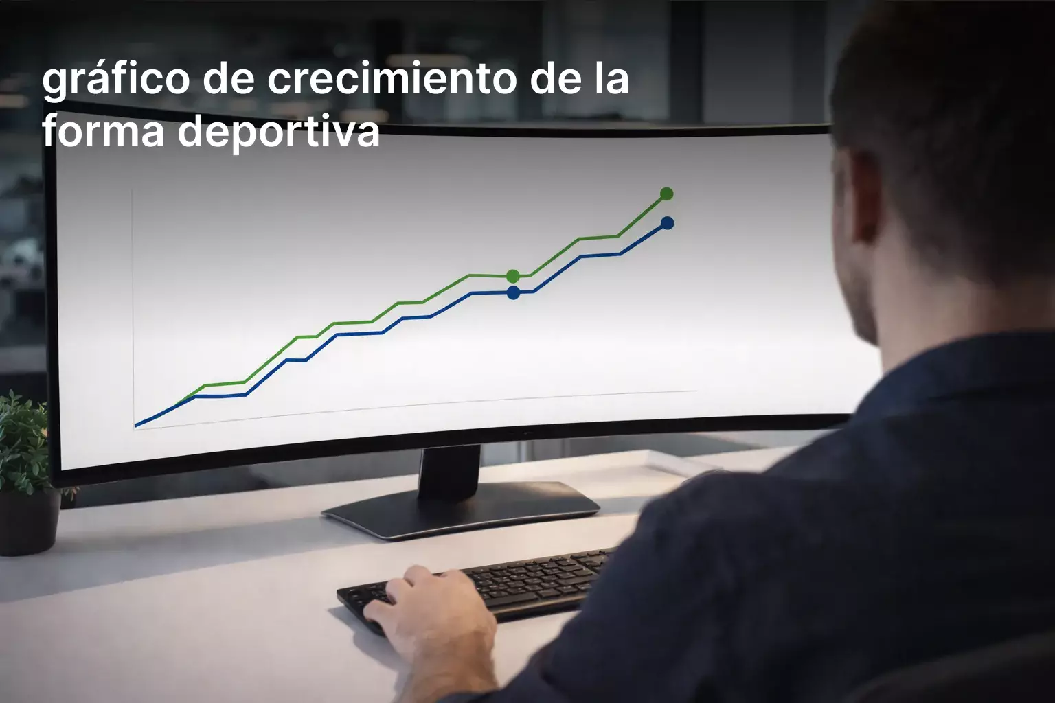 Profesional revisando gráfico de rendimiento deportivo en pantalla de ordenador