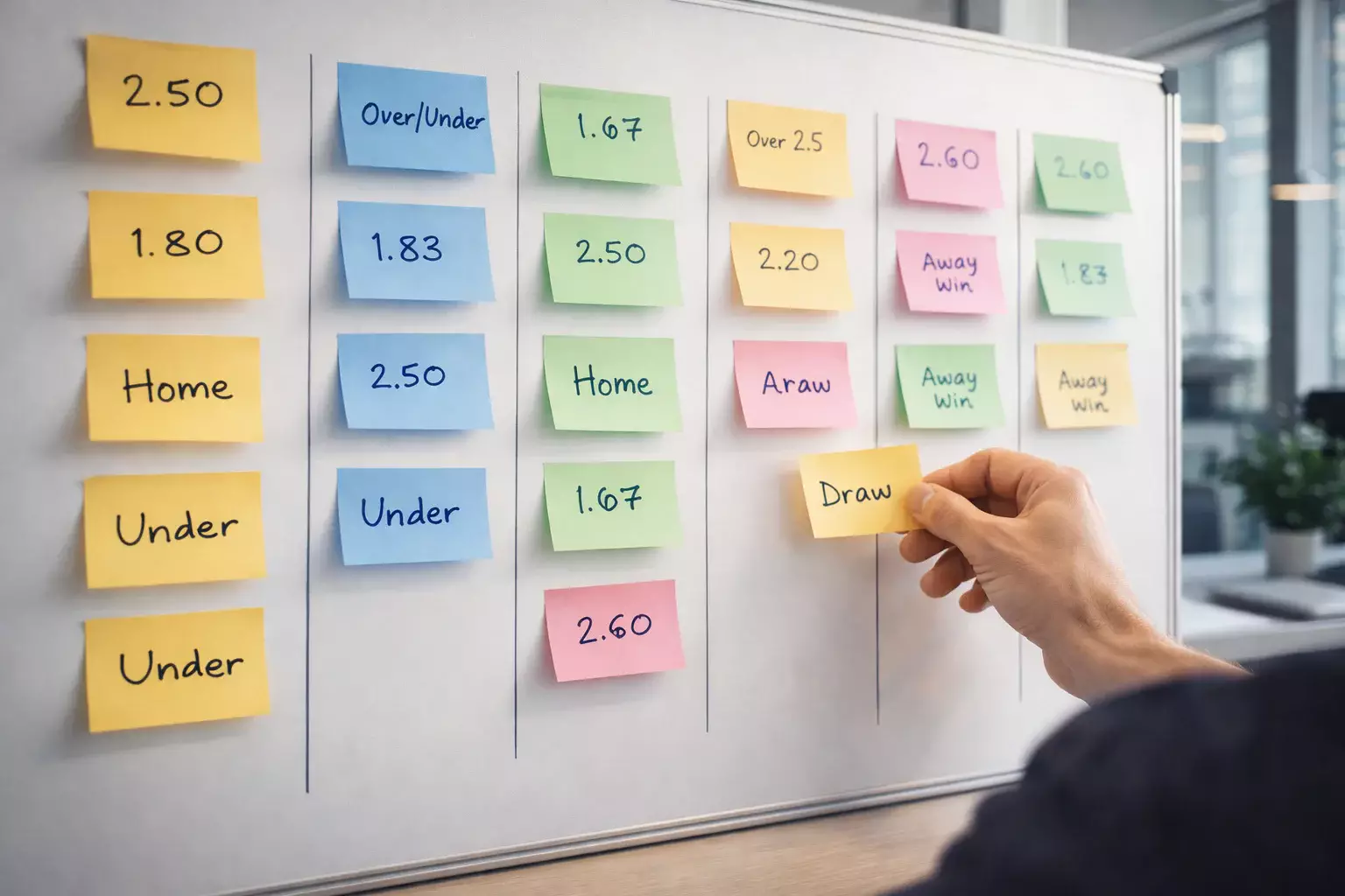 Tablero con diferentes opciones y cuotas para apuestas deportivas