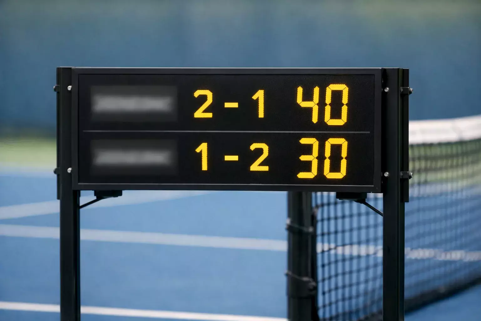 Marcador de tenis mostrando resultado de sets y juegos del partido