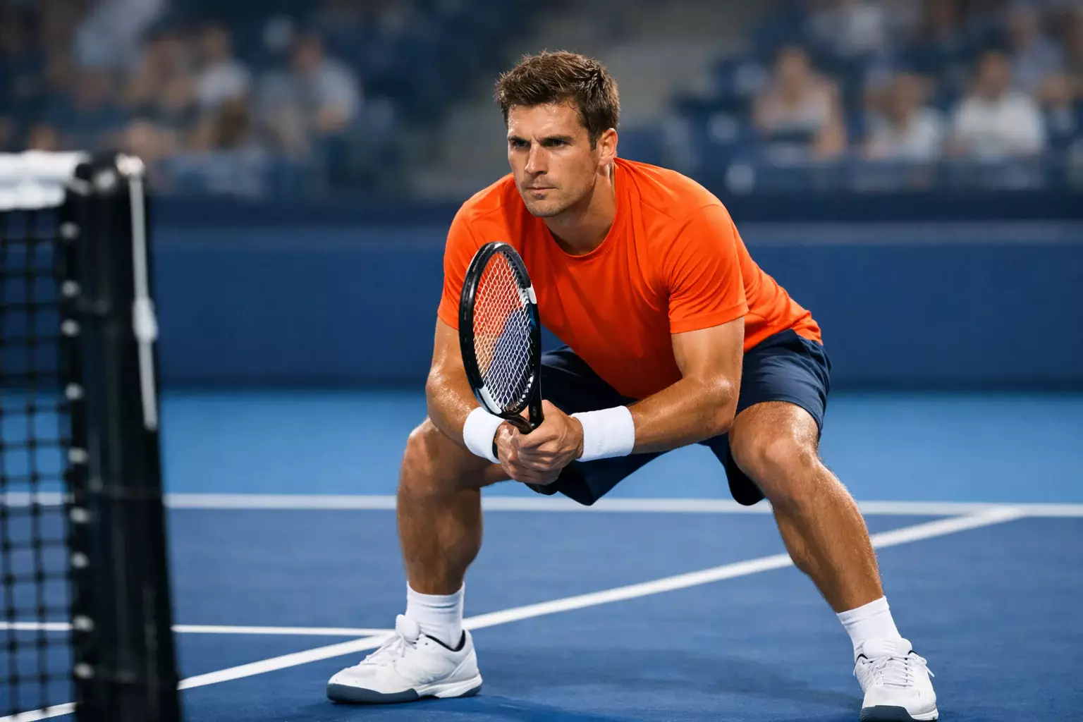 Tenista en posición de resto esperando el saque del rival